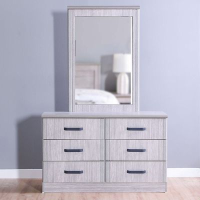 Raymond Dresser with Mirror - Grey Oak - With 2-Year Warranty