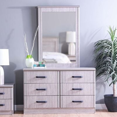 Raymond Dresser with Mirror - Grey Oak - With 2-Year Warranty