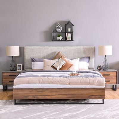 Norden Bedroom Set-Beige / Walnut/Stone Grey