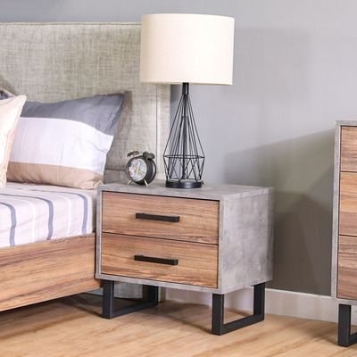 Norden Bedroom Set-Beige / Walnut/Stone Grey