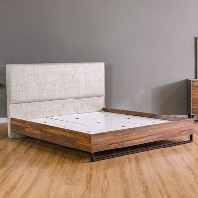 Norden 180X200 King Bed-Beige / Walnut