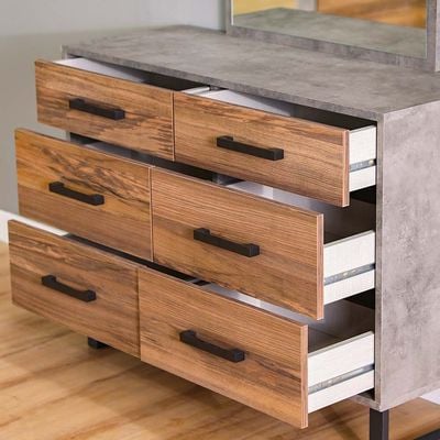 Norden Dresser with Mirror-Walnut / Stone Grey