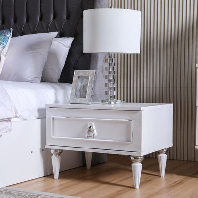 Merit Night Stand Set of 2-White / Silver