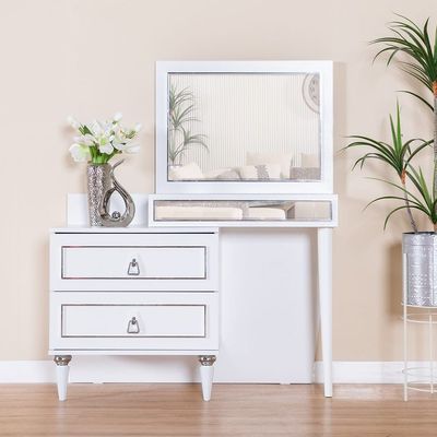 Merit Dresser with Mirror-White / Silver