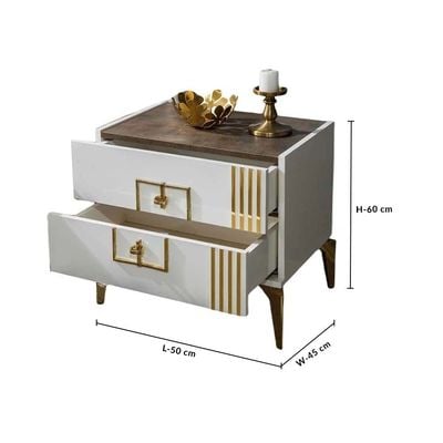 Intra Night Stand Set of 2- Cream / Golden