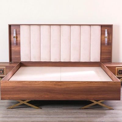 Dolores 180X200 King Bed-Walnut / Beige