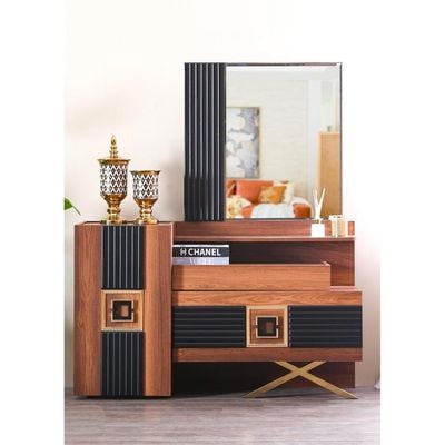 Dolores Dresser with Mirror-Walnut / Black