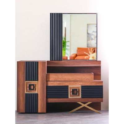 Dolores Dresser with Mirror-Walnut / Black