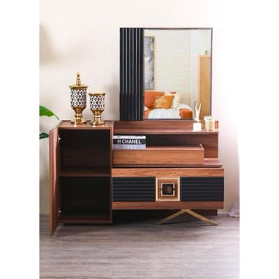 Dolores Dresser with Mirror-Walnut / Black