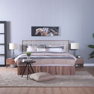 Ruby Bed Room Set-Grey / Walnut