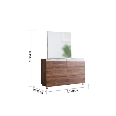 Lilith Dresser with Mirror - Walnut/Grey