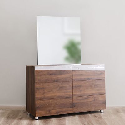 Lilith Dresser with Mirror - Walnut/Grey