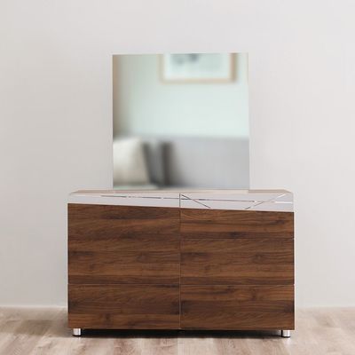 Lilith Dresser with Mirror - Walnut/Grey