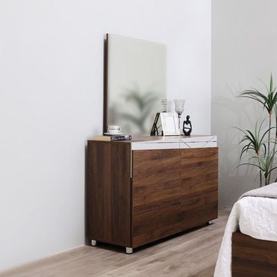 Lilith Dresser with Mirror - Walnut/Grey