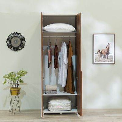 Paxton 2-Door Wardrobe - Walnut/Grey