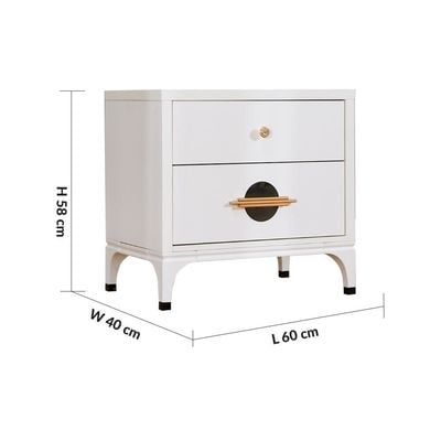 New Aloha Nightstand - White/Golden - With 2-Year Warranty