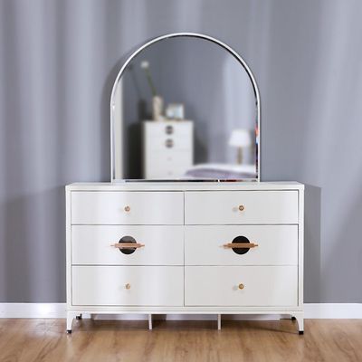 New Aloha Dresser with Mirror - White/Golden - With 2-Year Warranty