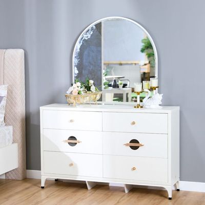 New Aloha Dresser with Mirror - White/Golden - With 2-Year Warranty