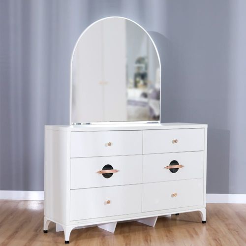 New Aloha Dresser with Mirror - White / Golden