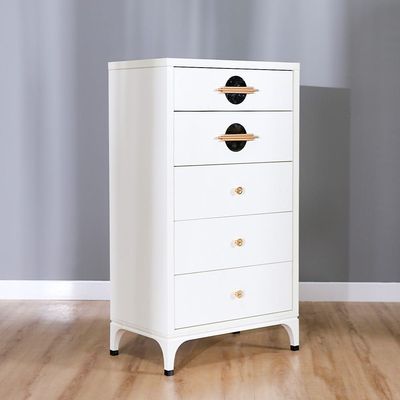 New Aloha Chest of 5 Drawers - White/Golden - With 2-Year Warranty