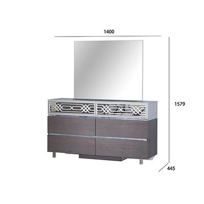 Calvin Dresser+Mirror W/Led - Grey / Silver