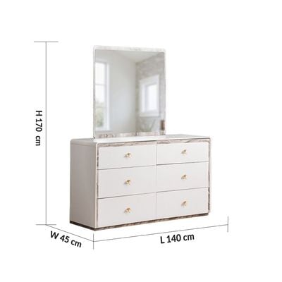 Gingko Dresser w/ Mirror - Matte White / Gold