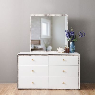 Gingko Dresser w/ Mirror - Matte White / Gold