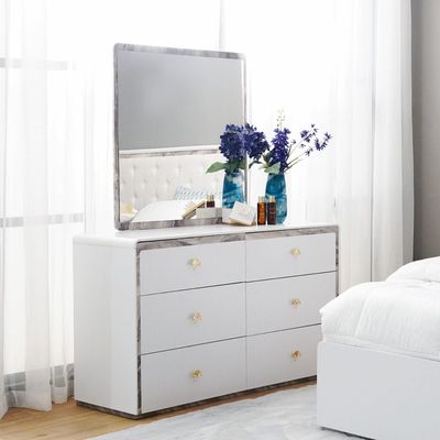 Gingko Dresser w/ Mirror - Matte White / Gold