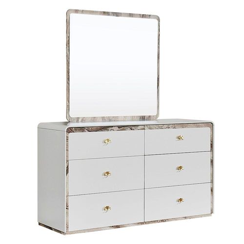 Gingko Dresser w/ Mirror - Matte White / Gold