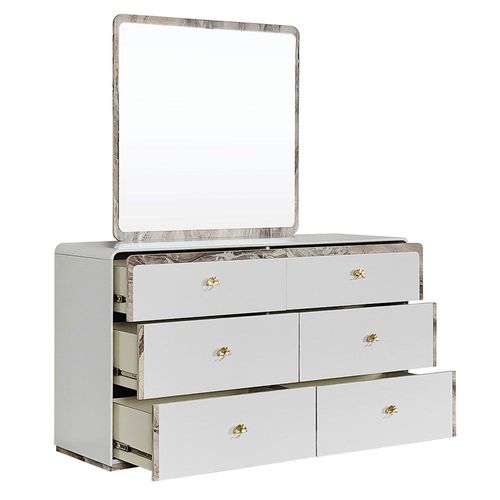 Gingko Dresser w/ Mirror - Matte White / Gold
