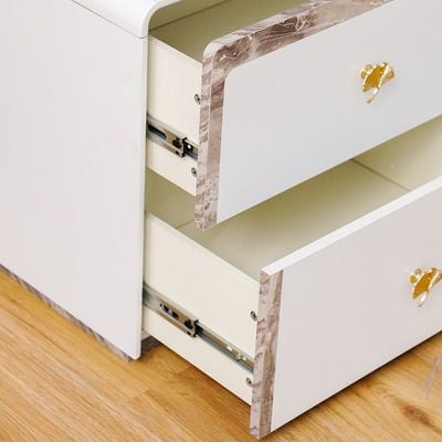 Gingko Nightstand - Matte White/Gold - With 2-Year Warranty