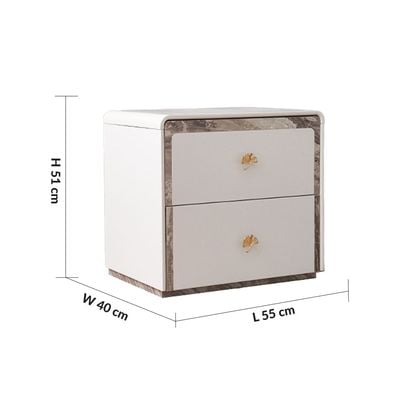 Gingko Nightstand - Matte White/Gold - With 2-Year Warranty