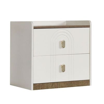 Eliza Night Stand - Matte White / Oak