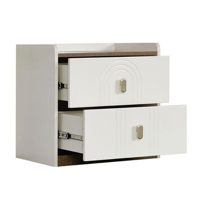 Eliza Night Stand - Matte White / Oak