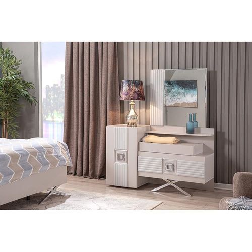 Seychelles Dresser w/ Mirror - Power White / Silver