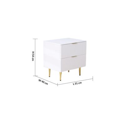 Dorothy Nightstand - White/Golden - With 2-Year Warranty