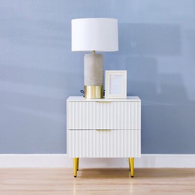 Dorothy Nightstand - White/Golden - With 2-Year Warranty