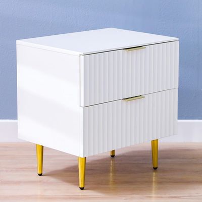 Dorothy Nightstand - White/Golden - With 2-Year Warranty