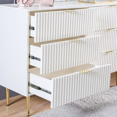 Dorothy Dresser with Mirror - White/Golden - With 2-Year Warranty