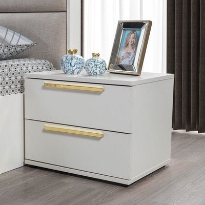 Serenity Nightstand - Mud Cream/Golden - With 2-Year Warranty