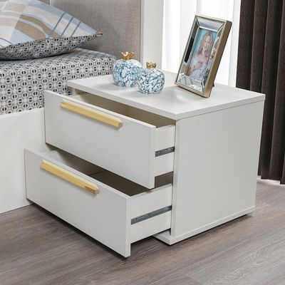 Serenity Nightstand - Mud Cream/Golden - With 2-Year Warranty