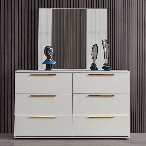 Serenity Dresser with Mirror - Mud Cream / Golden