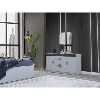 Keops Dresser with Mirror - White/Grey