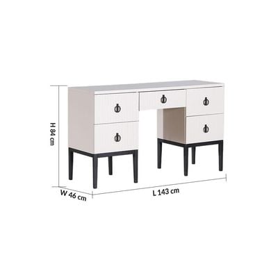 Defne Dresser with Mirror and Stool - Cream/Black