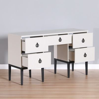 Defne Dresser with Mirror and Stool - Cream/Black