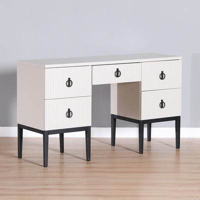 Defne Dresser with Mirror and Stool - Cream/Black