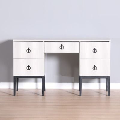 Defne Dresser with Mirror and Stool - Cream/Black