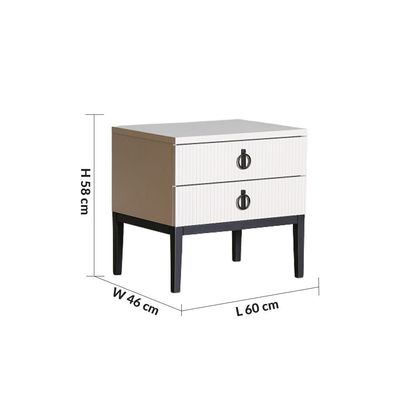 Defne Nightstand - Set of 2 - Cream/Black - With 2-Year Warranty