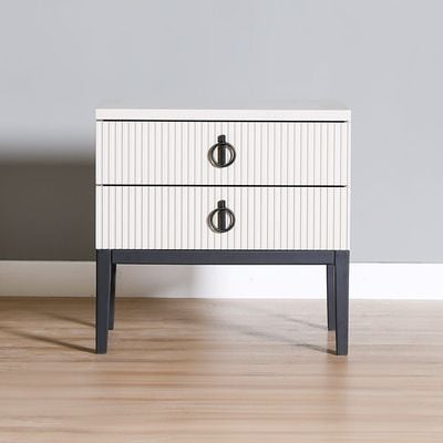 Defne Nightstand - Set of 2 - Cream/Black - With 2-Year Warranty