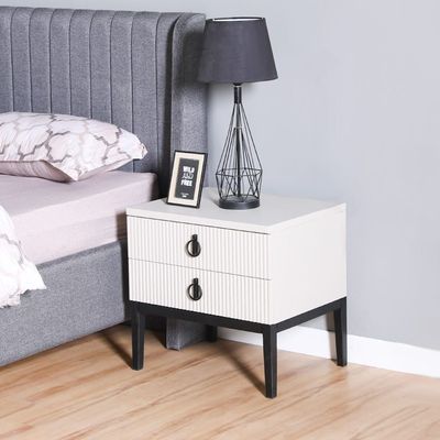 Defne Nightstand - Set of 2 - Cream/Black - With 2-Year Warranty